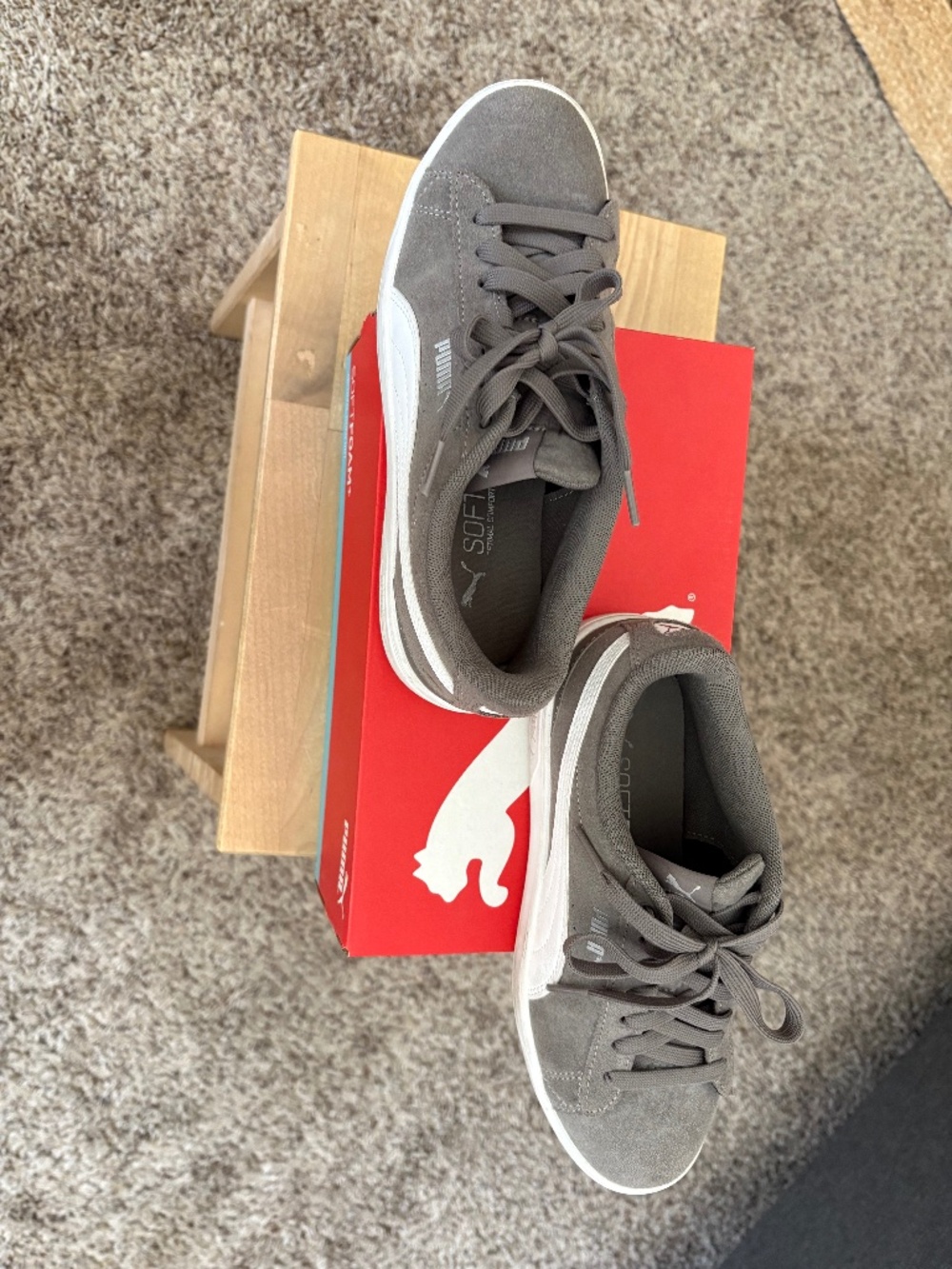 Puma SoftFoam Sneakers Gray Suede Women’s Lace Up Casual Shoes - Size 6